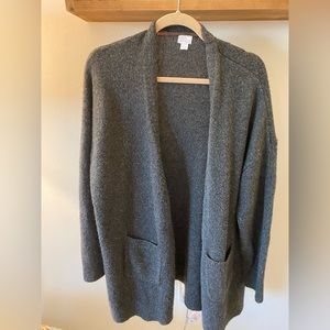 Stars Above Gray Long Sleeve, Long Open Cardigan